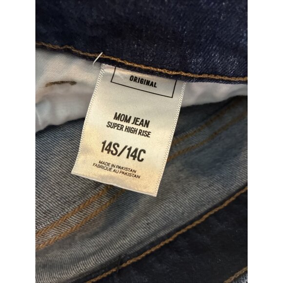 Express Womens Size 14 Short Super High Rise Mom Jeans Blue Denim Casual - Picture 5 of 6